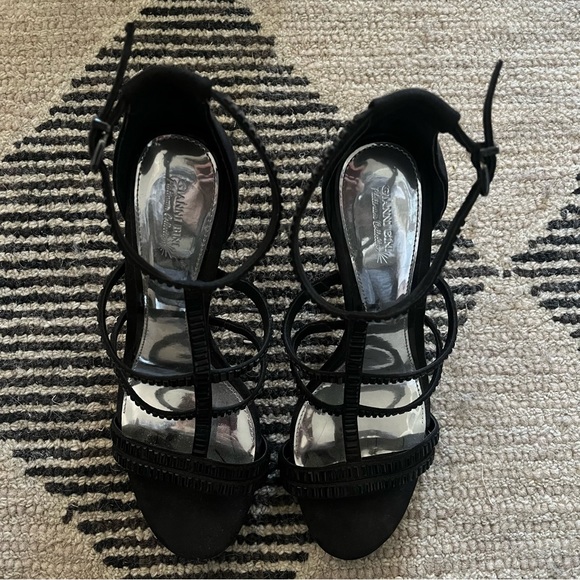 Gianni Binni Platinum Collection Black Evening Stiletto Heels Jewels Size 9.5 - Picture 4 of 5